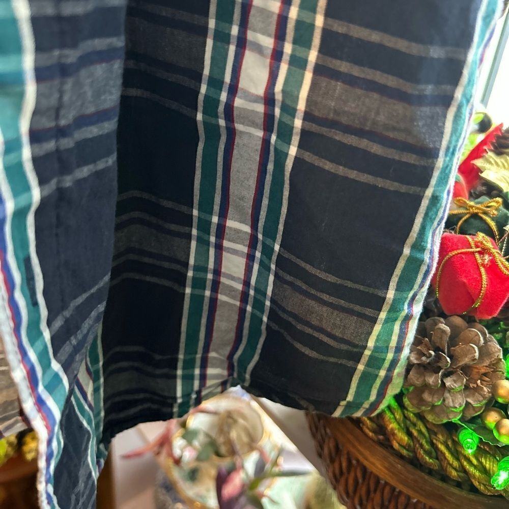 American Apparel Plaid Button Up Shirt Mens Small Blue Green Short Sleeve Cotton - Picture 8 of 16